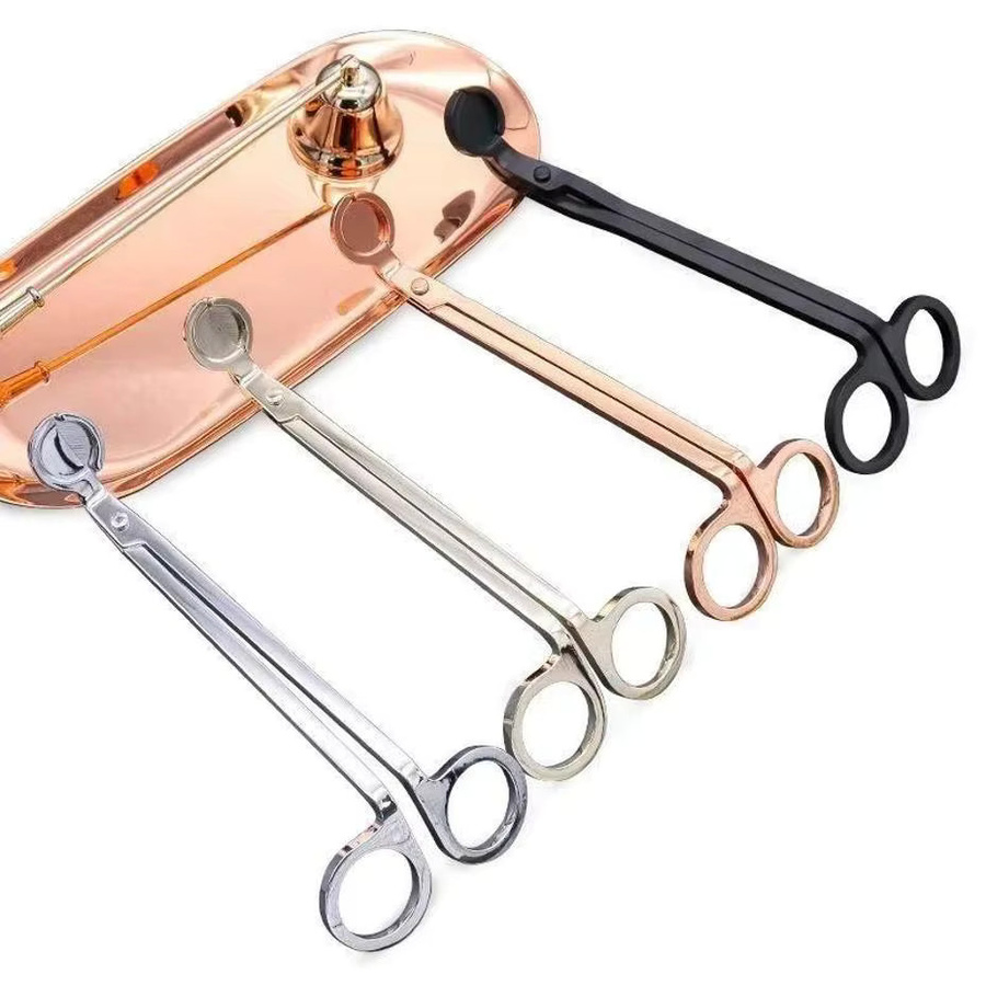 Kerzen-Trimmer aus Edelstahl in Gold mit Rundkopf zur Dochtpflege, Länge: 18 cm - Bild 1