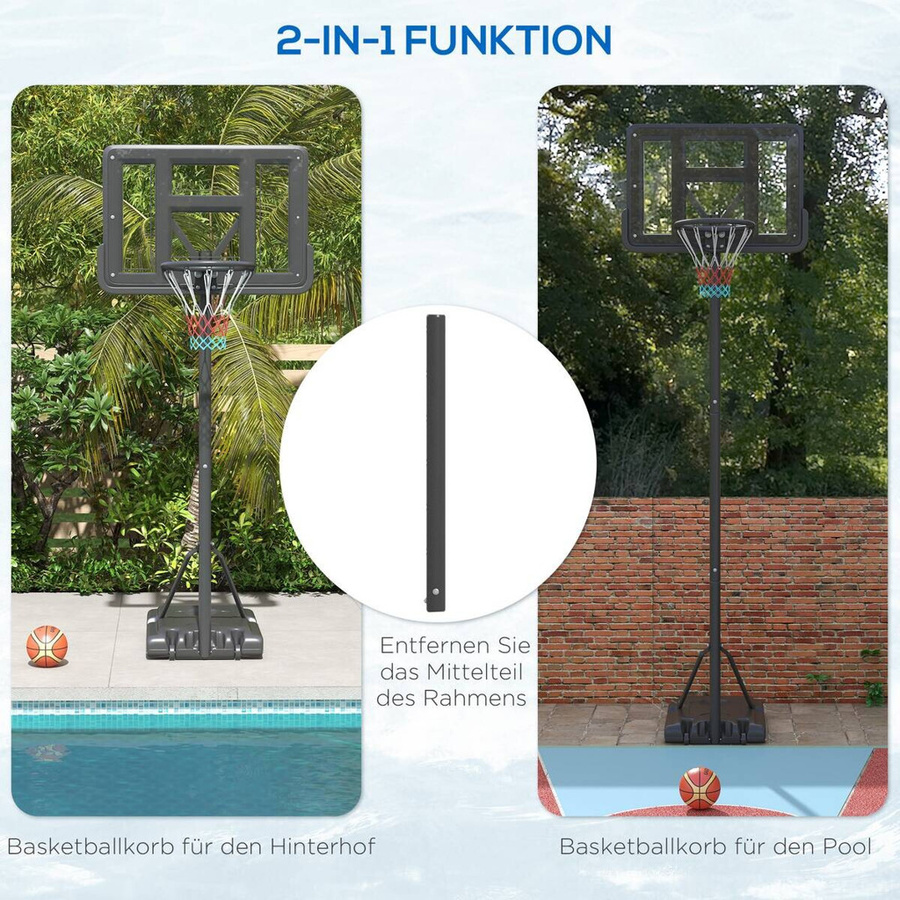 SPORTNOW Basketballständer Stahl Kunststoff HDPE Schwarz - Bild 5