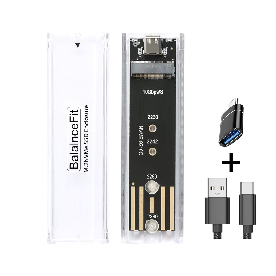 Congdi M.2 Externes SSD-Gehäuse für NVMe und SATA NGFF, USB Typ C, 5/10Gbps, Transparent - Bild 4