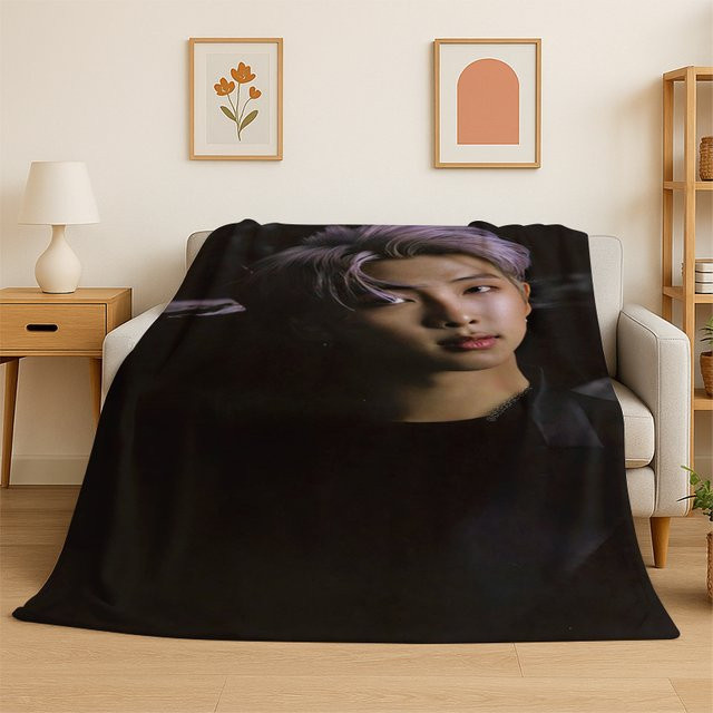 Potdemiel Kpop BTS Park Ji Min Flanell-Überwurfdecke, schwarz, weich und warm - Bild 1
