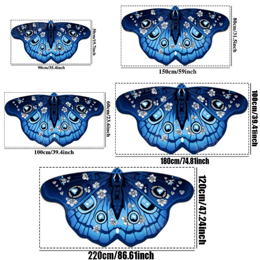 VIKAMA Art Butterfly Bodenmatte, blau, rutschfest und saugfähig, B/T: 90 x 50 cm - Bild 5