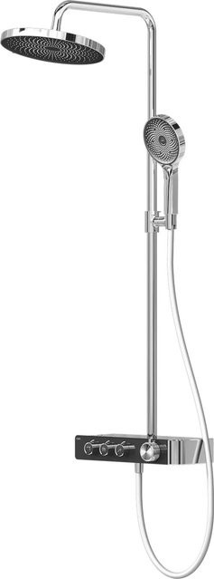 Emke Duschsystem mit Thermostat in Chrom mit Regendusche, 3 Strahlarten und Handbrause, B/T: 36 x 24 cm - Bild 1