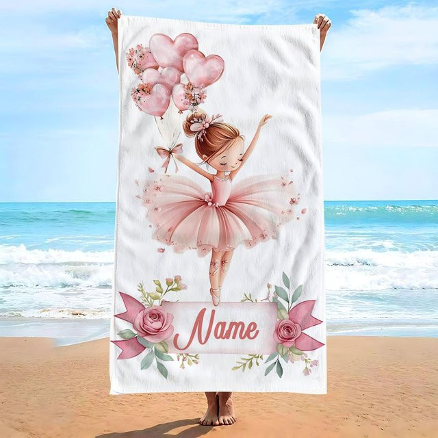 JMG Household Supplies Ballett Strandtuch, schnelltrocknendes Handtuch aus Polyester, Weiß, B/L: 80 x 160 cm - Bild 1