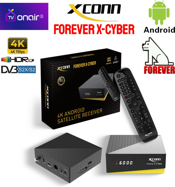 XCONN FOREVER X-CYBER Android IPTV Satellitenempfänger 4K UHD mit Bluetooth und WiFi in Schwarz - Bild 1