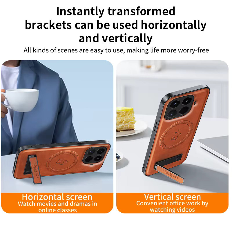 Magnetische Lederhülle für Xiaomi Mi 17T Pro mit Ständer und MagSafe Wireless Charging, Schwarz - Bild 3