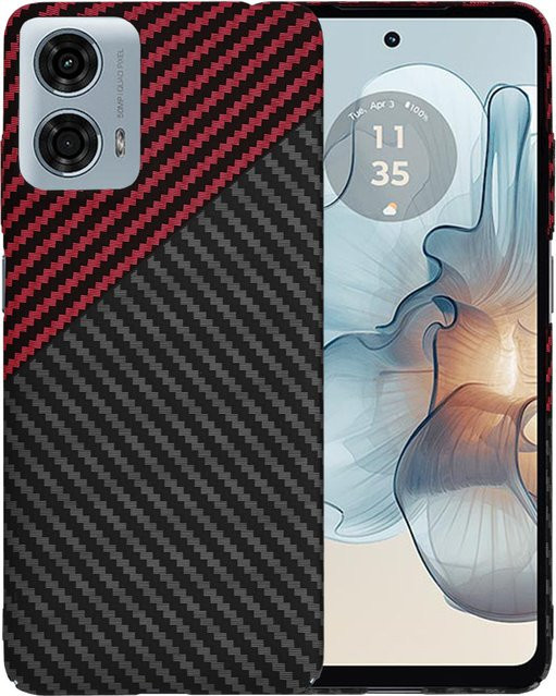 Techsuit Carbonite FiberShell Schutzhülle für Motorola Moto G24 Power in Schwarz Rot - Bild 1
