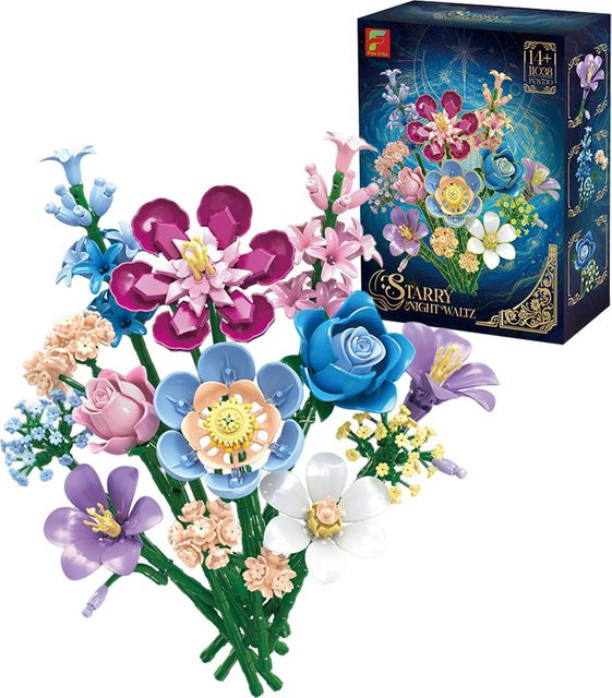 AMAZINGBLOKS Hyazinthen-Gypsophila-Rosen-Blumenstrauß, Bausteine, 730 Teile, ab 14 Jahren - Bild 1