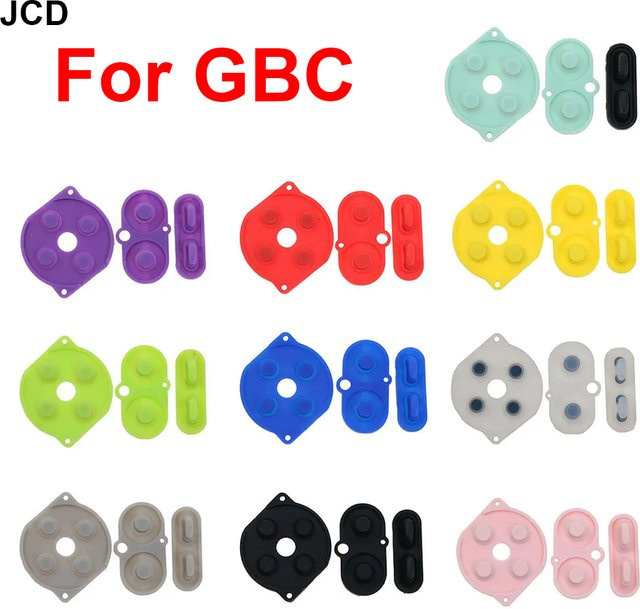 JCD Set bunte leitfähige Silikon-Tasten für Game Boy Color GBC A-B D-Pad Start und Select in Pink und Multicolour - Bild 1