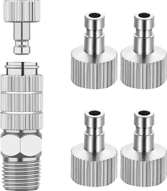 Joystar Airbrush-Schnellkupplungs-Adapter-Kit in Silber mit 5 Buchsen (1/8 Zoll) und 1 Stecker-Adapter - Bild 1