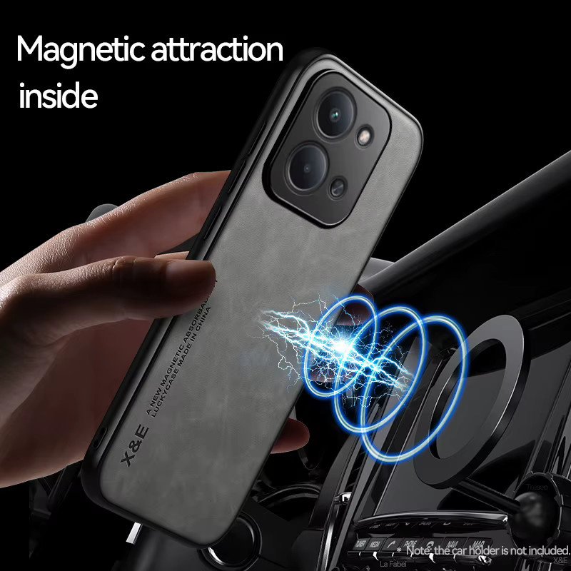Luxuriöse SheePskin Schutzhülle für Redmi 15C 4G 5G in Grau mit magnetischem Saugnapf - Bild 3