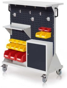 Kappes RasterMobil Rollbarer Rollcontainer Gr. 3 in Grau und Weiß mit 2 Lochplatten und 4 Schlitzplatten, Höhe: 127 cm - Bild 1
