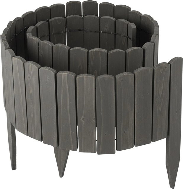 Relaxdays Beeteinfassung aus Tannenholz in Dunkelgrau, flexibel für Garten und Blumenbeete, Höhe: 30 cm, Länge: 200 cm - Bild 1