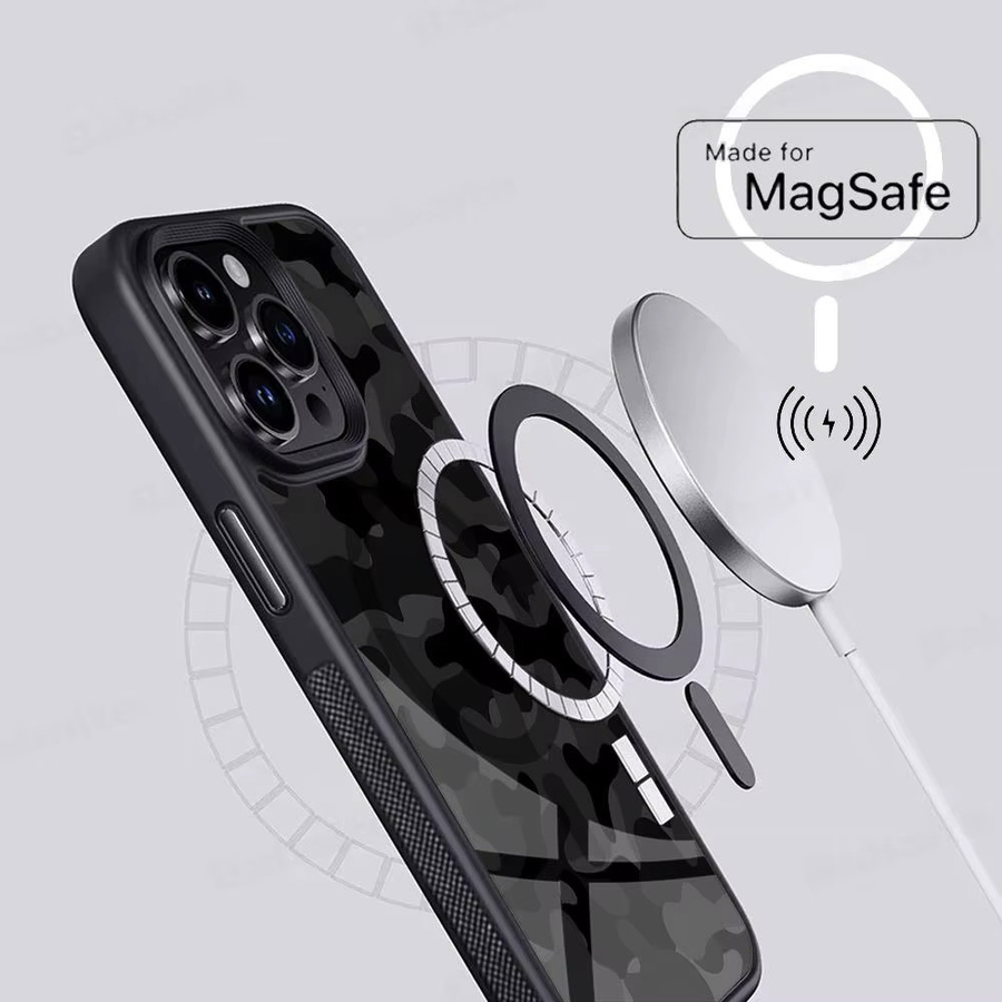 MagSafe Magnetische Handyhülle im Camo Militär Armee Design für Apple iPhone 11 12 13 14 15 16 17 Pro Max Plus aus PC und TPU, Multicolour - Bild 5