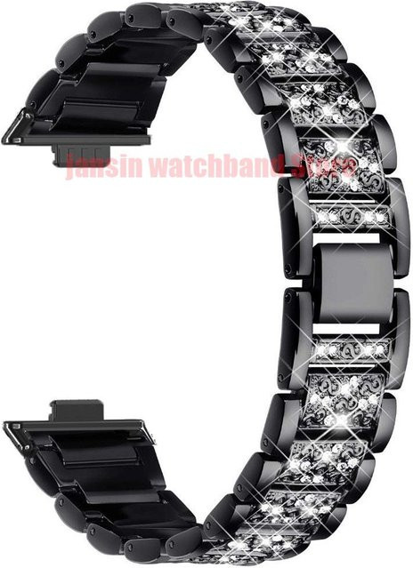 PINSENDA Uhrenarmband Edelstahl, Diamant, Zirkonia, Schwarz, Damen - Bild 1