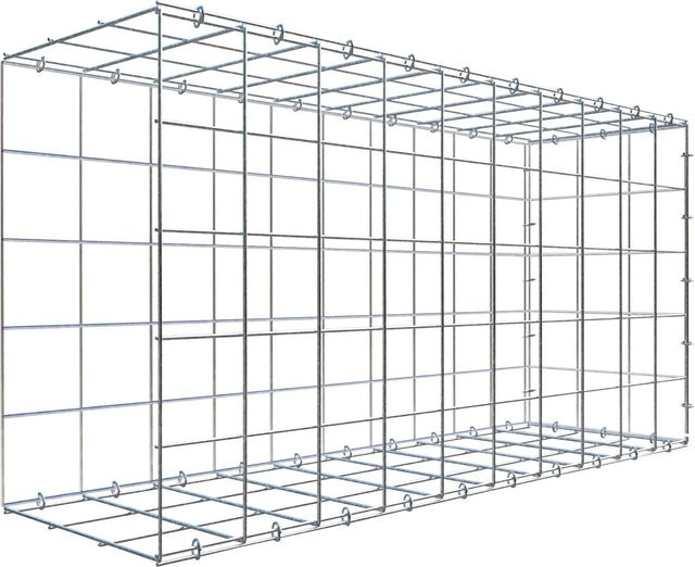 Gabiona C-Ring Anbaukorb Typ 2 in Silbergrau, Maschenweite 10 x 10 cm, B/H/T: 50 x 100 x 30 cm - Bild 1