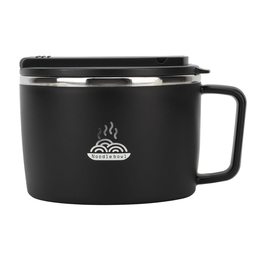 TOMTOP JMS Nudelschüssel aus 304 Edelstahl mit Stäbchen und Spork in Schwarz, 1200 ml - Bild 3