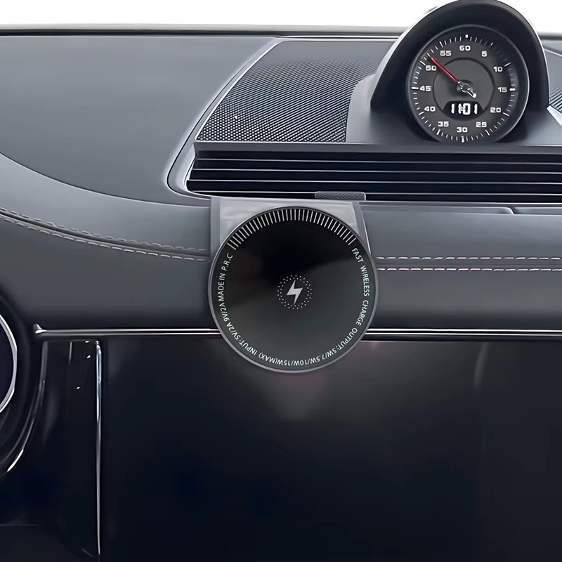 AOSRRUN Magnetische Drahtlose Ladestation für Porsche Panamera 2017-2022, 15W Smartphone-Halterung in Schwarz - Bild 2