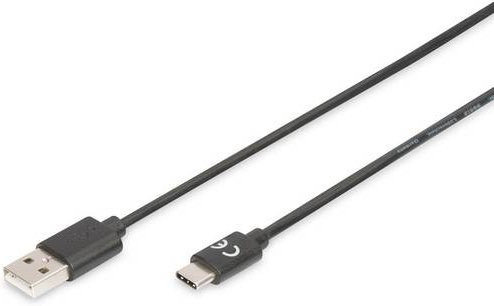 Digitus USB 2.0 Anschlusskabel USB-A auf USB-C in Schwarz, Länge: 1,80 m - Bild 1