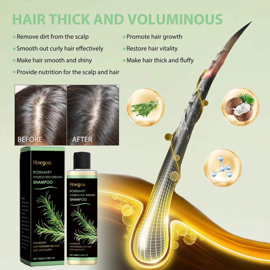 HOEGOA Shampoo Rosmarin, Hydrolysiertes Keratin, für strapaziertes Haar - Bild 3