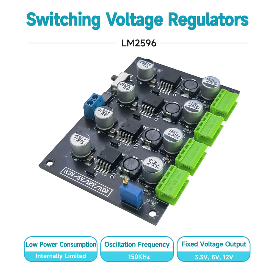 LM-2596 Multi-Circuit-Schaltnetzteilmodul mit einstellbaren Spannungen 3,3 V, 5 V und 12 V von UICPAL - Bild 2