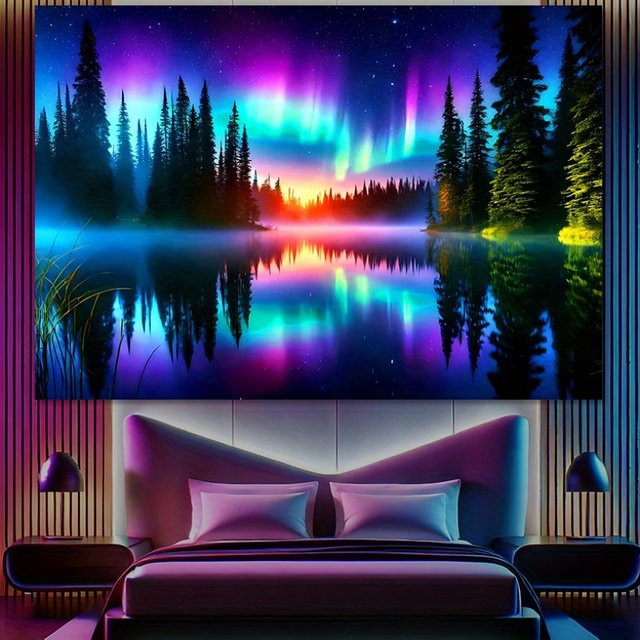 VIKAMA Aurora Forest Wandteppich, Mehrfarbig, Rechteckig, Breite: 60 cm, Höhe: 40 cm - Bild 1