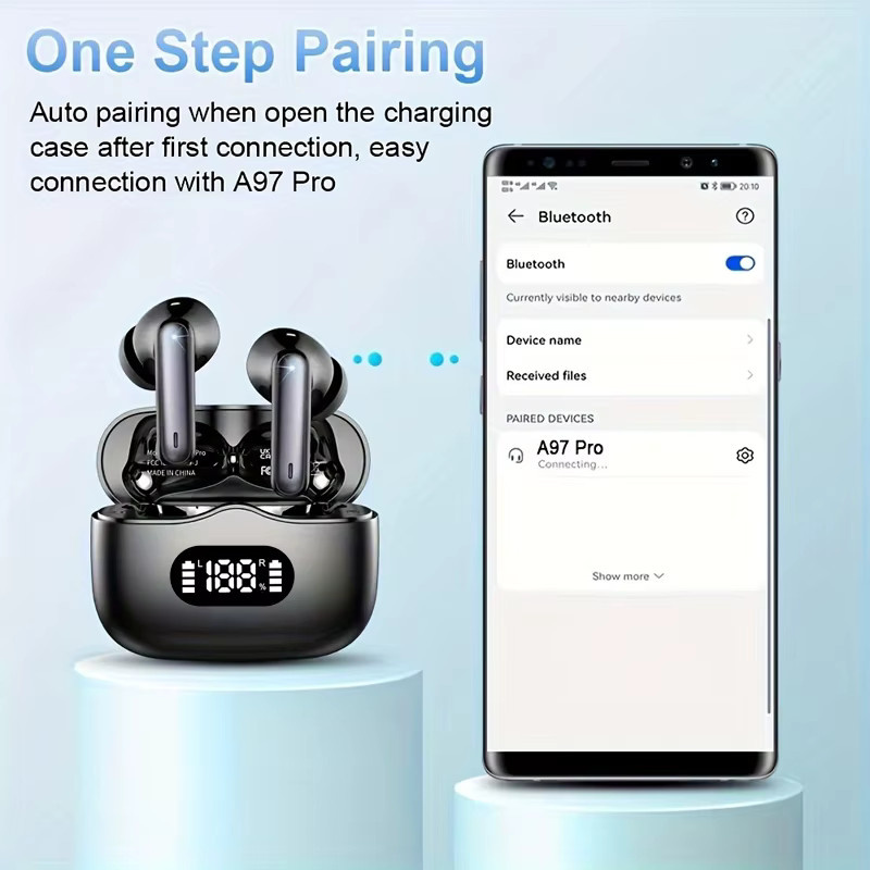UYUXIO Kabellose TWS-Ohrhörer in Schwarz mit 40 dB Geräuschunterdrückung, Bluetooth 5.3, 6 Mikrofone mit ENC, LED-Anzeige und Transparenzmodus - Bild 4