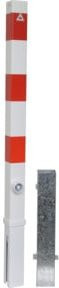 Schake Absperrpfosten Typ 470F/2 in Weiß, herausnehmbar mit Dreikantverschluss und 2 Ösen, 70x70 mm - Bild 1
