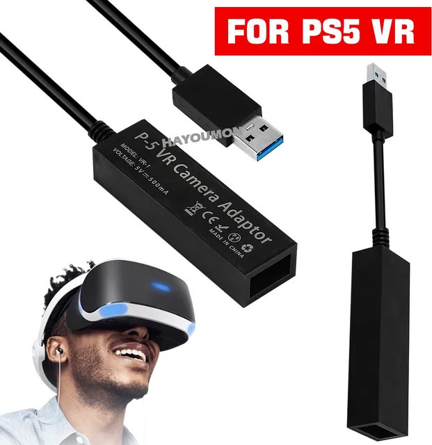 Hayoumon USB-C Kabeladapter für PS5 zur Verbindung von PS VR mit dem USB 3.0 Mini-Kamera-Anschluss, Schwarz - Bild 1