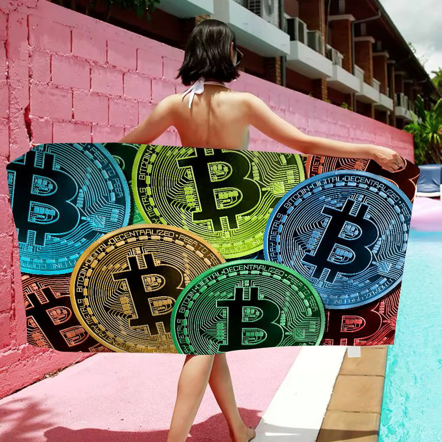 B-Bitcoin Mikrofaser Strandtuch für Sand und Pool, schnelltrocknendes Handtuch in Multicolour, Unisex - Bild 2