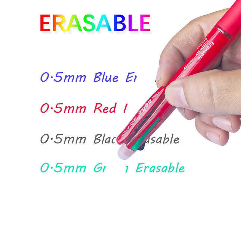LCOMMO 5-in-1 Löschbarer Gelstift mit magischer Tinte in Blau, Schwarz, Rot und Grün, 0,7 mm Schreibstift im Kawaii-Design - Bild 5