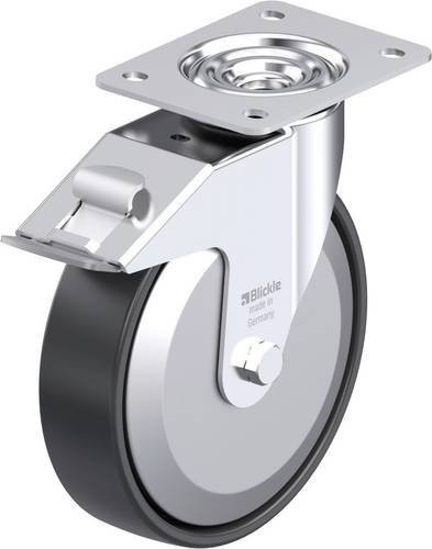 Blickle Stahlblech-Lenkrolle LE-PP 200R-FI-FA in Schwarz-Grau mit 200 mm Rad-Durchmesser und 300 kg Tragfähigkeit - Bild 1