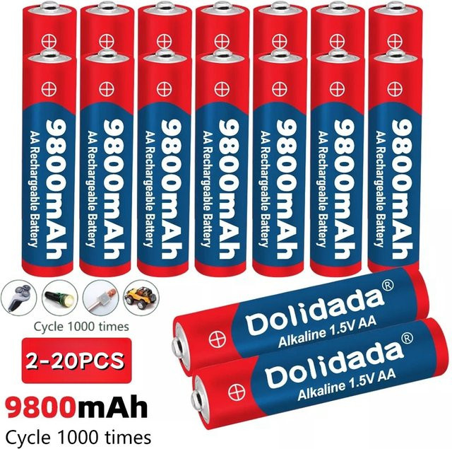 SCRCEO AA Akku 1,5 V mit 9800 mAh wiederaufladbar für LED-Leuchten, Spielzeug und Kameras - Bild 1