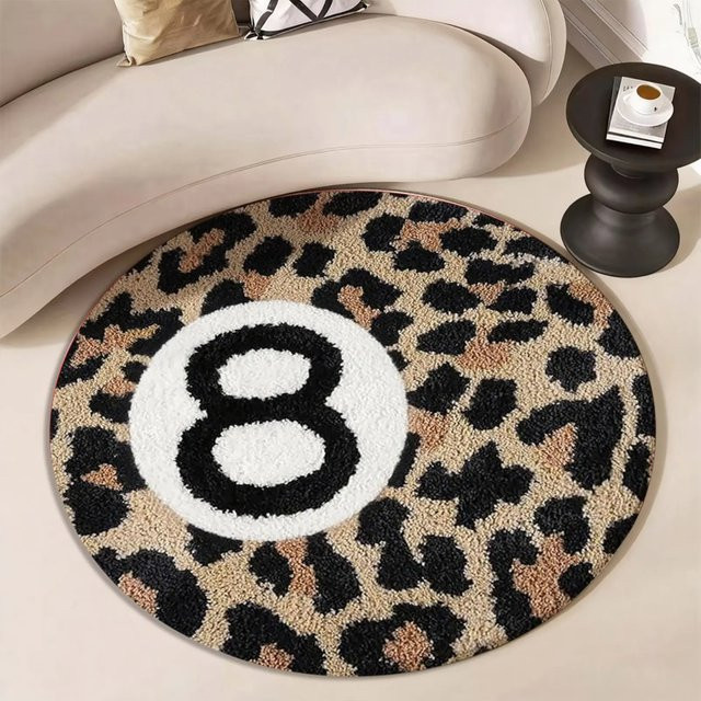 VIKAMA Runder Teppich mit Leopardenmuster in Multicolour für Wohnzimmer und Schlafzimmer, Durchmesser: 60 cm - Bild 1