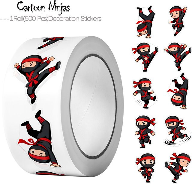 500 Stück bunte Ninja Cartoon Aufkleber für Dekoration und Geschenkverpackungen - Bild 1