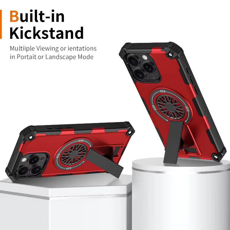 RUWANHU MagSafe Magnetische Falten Handyhülle für iPhone 17 16 15 14 13 12 11 Pro Max in Orange - Bild 1