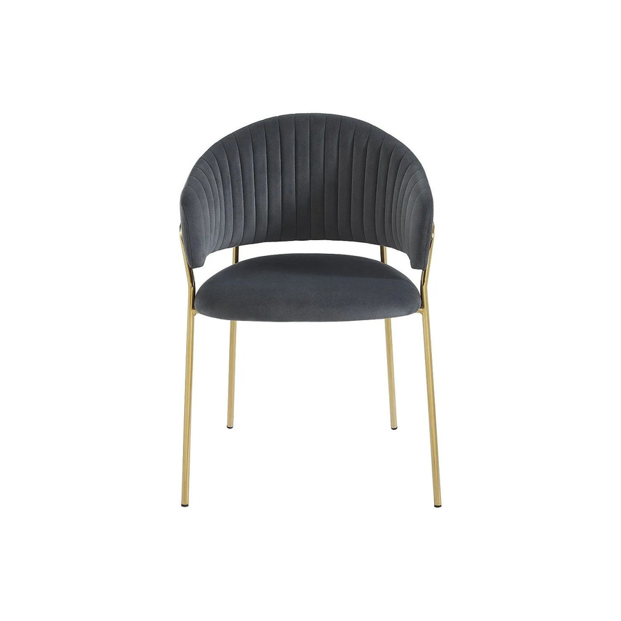 Vente-unique Stuhl Madolia in Grau aus Samt mit Metallgestell, Breite: 55 cm - Bild 2