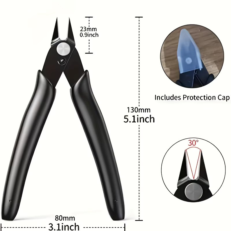2er-Pack 5-Zoll Flachzangen in Schwarz, ultrapräzise Mikrodrahtschneider für Elektronik, Schmuck und Plastikmodelle - Bild 4