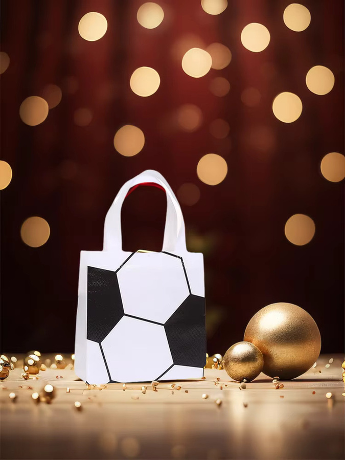 10 Stück schwarze Fußball-Geschenktüten aus Vliesstoff mit Griff für Party und Geburtstag - Bild 2