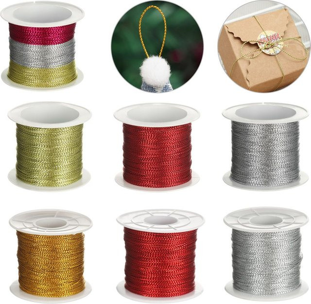 Goldenes Metallic Bindeseil für Geschenkboxen und Weihnachtsdeko, 20 Meter Verpackungsschnur - Bild 1