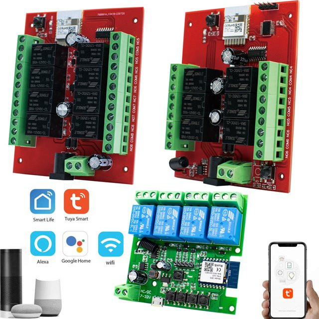 Tuya WIFI Smart Switch Relais Modul mit 4/6/8 Kanälen, Intelligenter Controller für APP-Fernbedienung, DC 12V 24V Empfänger - Bild 1