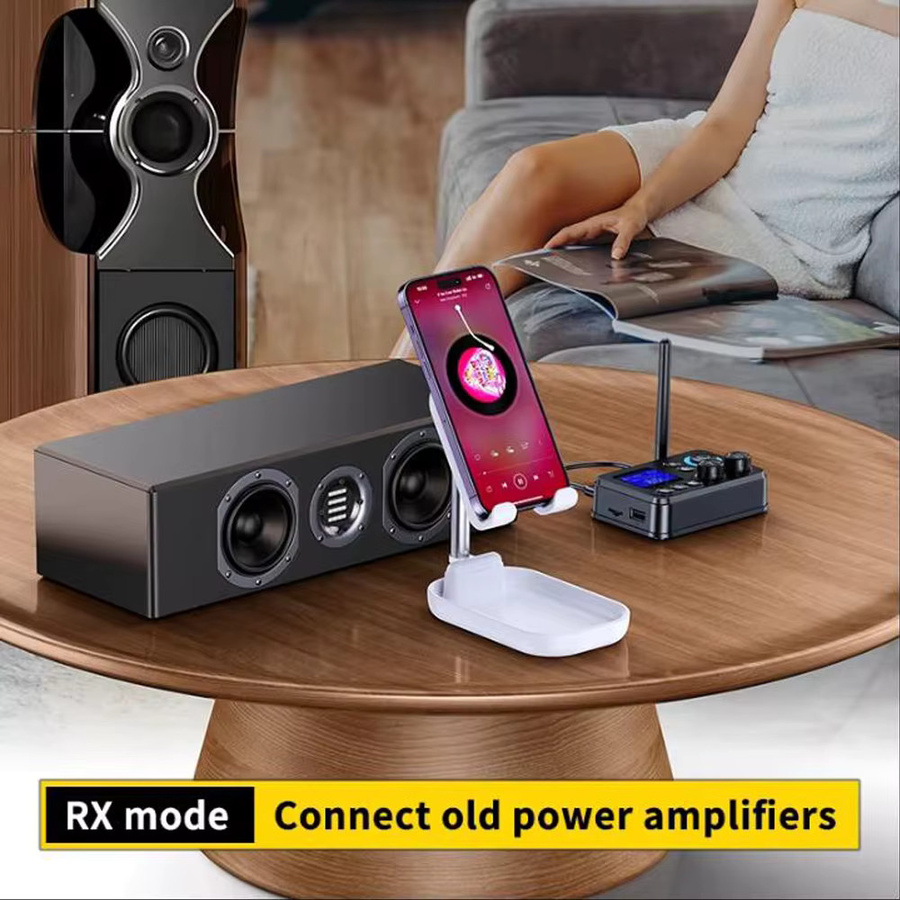 Kebidu Bluetooth 5.4 Empfänger und Sender mit LCD Display, Wireless Audio Adapter in Schwarz mit Unterstützung für AUX, Coaxial, Optisch, TF und U-Disk für TV, PC und Lautsprecher - Bild 4