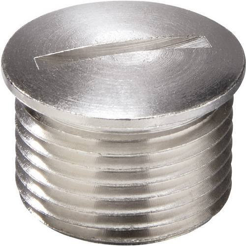 WISKA Blindstopfen M25x1,5 rund mit Schlitz aus vernickeltem Messing, Farbe Silber, 100 Stück, Gewindelänge: 1,4 cm - Bild 1