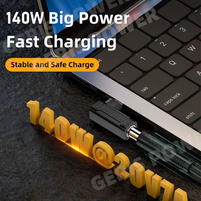 Geris Power PD 140 W DC zu USB-C Konverter in Schwarz mit verschiedenen Barrel-Steckertypen für Laptop und Telefon - Bild 4