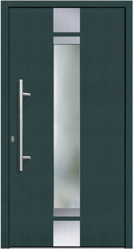 KNOCK Flügelüberdeckende Kunststoff-Haustür Terra mit Glaseinsatz in Moosgrün, Höhe: 210,0 cm, Breite: 110,0 cm, Tiefe: 60,0 cm - Bild 1