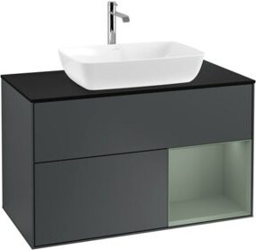 V&B Waschtischunterschrank Finion 100 in Platinblau lackiert B/T/H: 100 x 50,1 x 50,1 cm - Bild 1