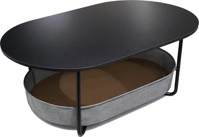 Relaxdays Couchtisch mit Stauraum in Schwarz und Dunkelgrau, modernes Design aus MDF und Metall, B/T/H: 100 x 55 x 45 cm - Bild 1