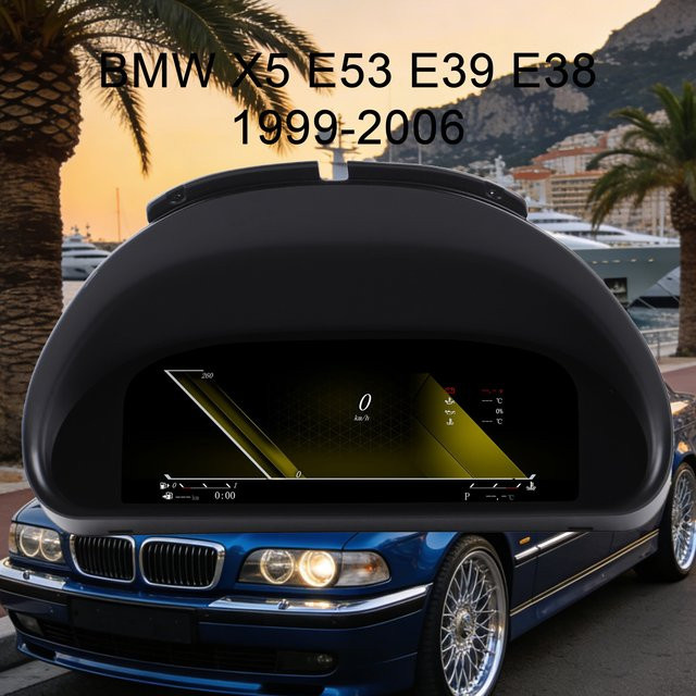 Digitales Instrumentencluster mit kabellosem CarPlay für BMW X5 E53, E39, E38 (1999-2006), 10,25 Zoll, Schwarz - Bild 1