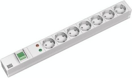 Bachmann 333.406 19 Zoll Netzwerkschrank-Steckdosenleiste mit Schutzkontaktsteckdose, 1 HE, Lichtgrau (RAL 7035) - Bild 1