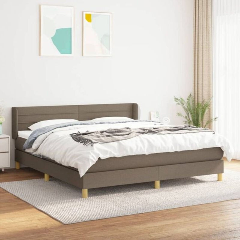 vidaxl Boxspringbett mit Matratze aus Stoff in Taupe meliert, B/T/H: 160 x 200 cm - Bild 1