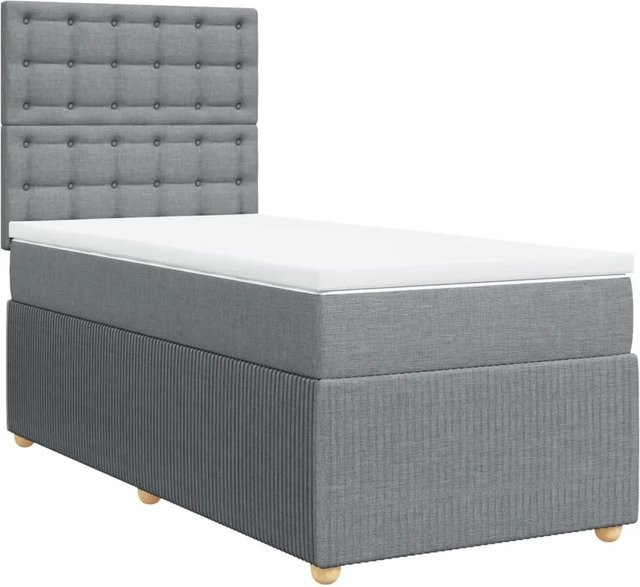 vidaXL Boxspringbett mit Matratze Hybrid-Design in Hellgrau, B/T/H: 90 x 190 x 150,5 cm - Bild 1